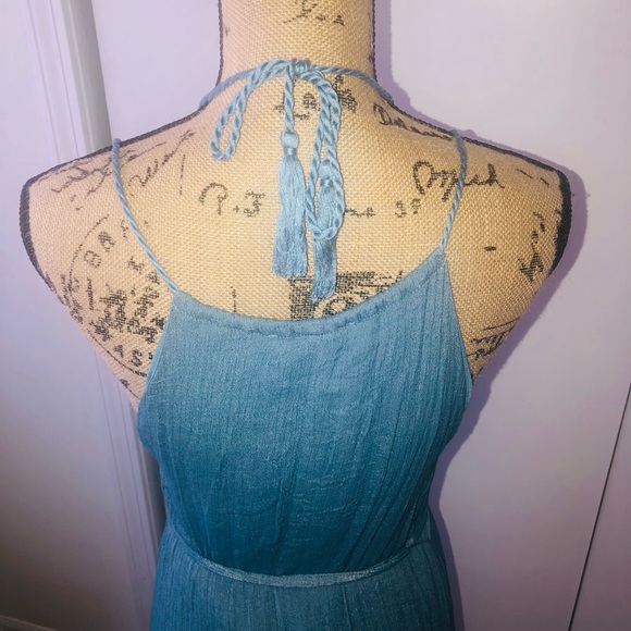 FOREVER 21 DUSTY BLUE HALTER TIE WAIST MIDI: PRINCESSCORE COTTAGECORE ROYALCORE - Picture 2 of 6
